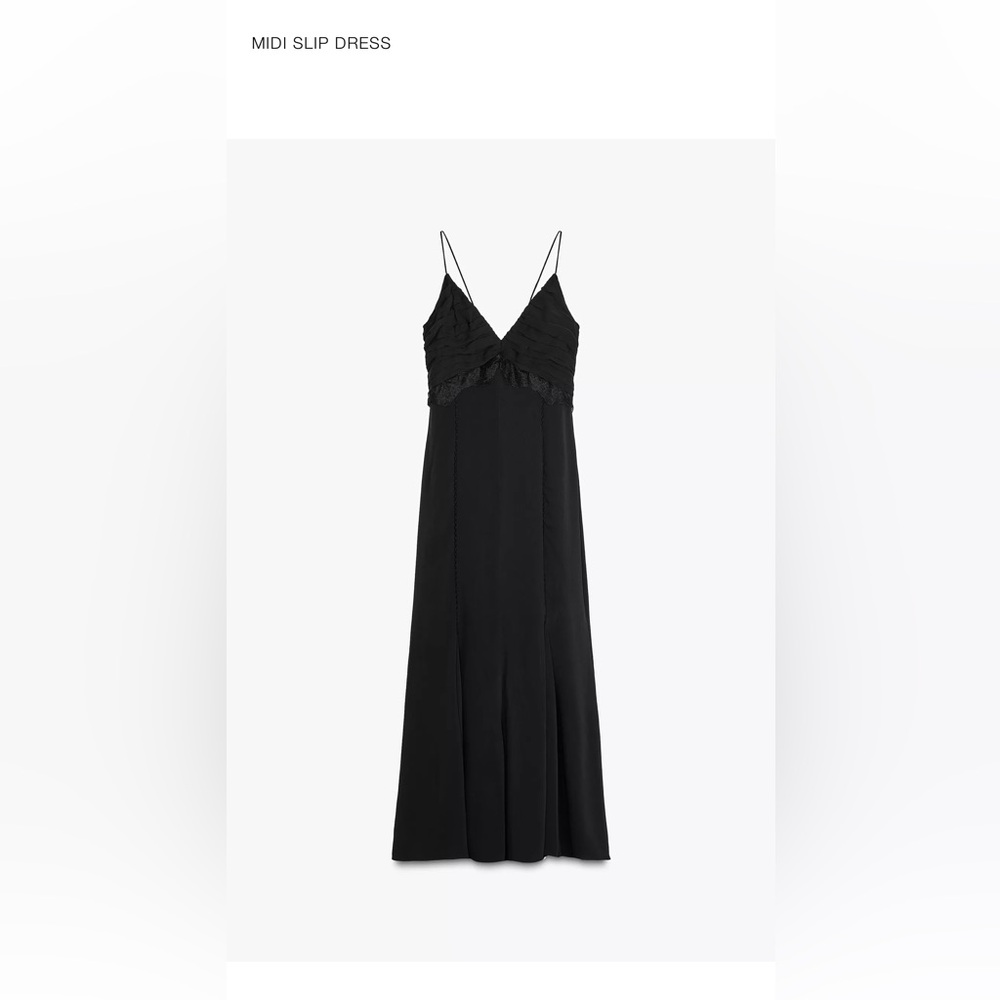 Zara Elegant Black Midi Dress